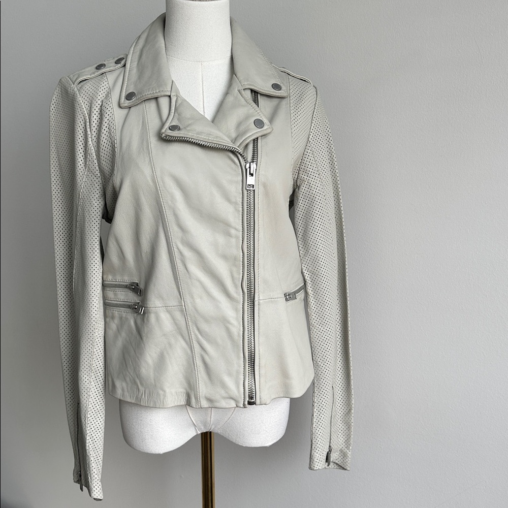 NWT Mauritius‎ Womens Butter Soft Lambskin Leather Breathable Moto Glam Jacket L